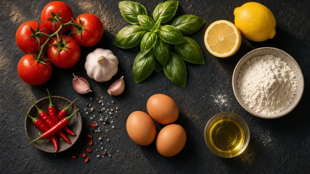 Fresh ingredients on slate